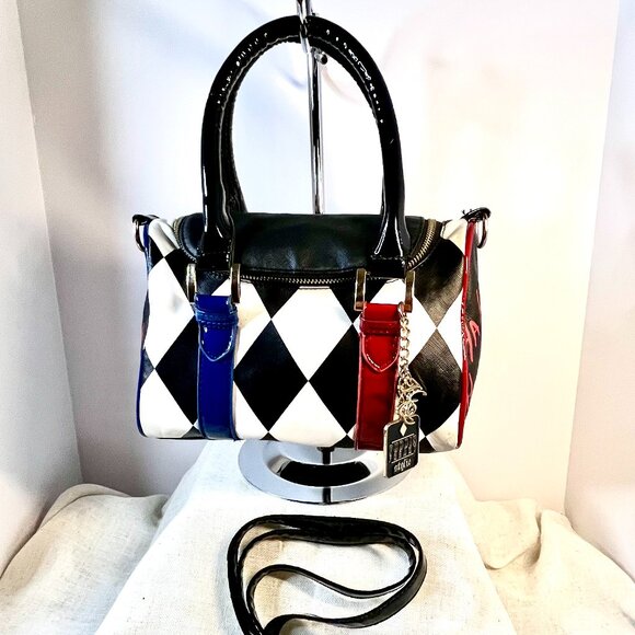 Harley Quinn Checkered Crossbody Bag Red & Blue Design  DC Comics Cosplay bag - Picture 12 of 16